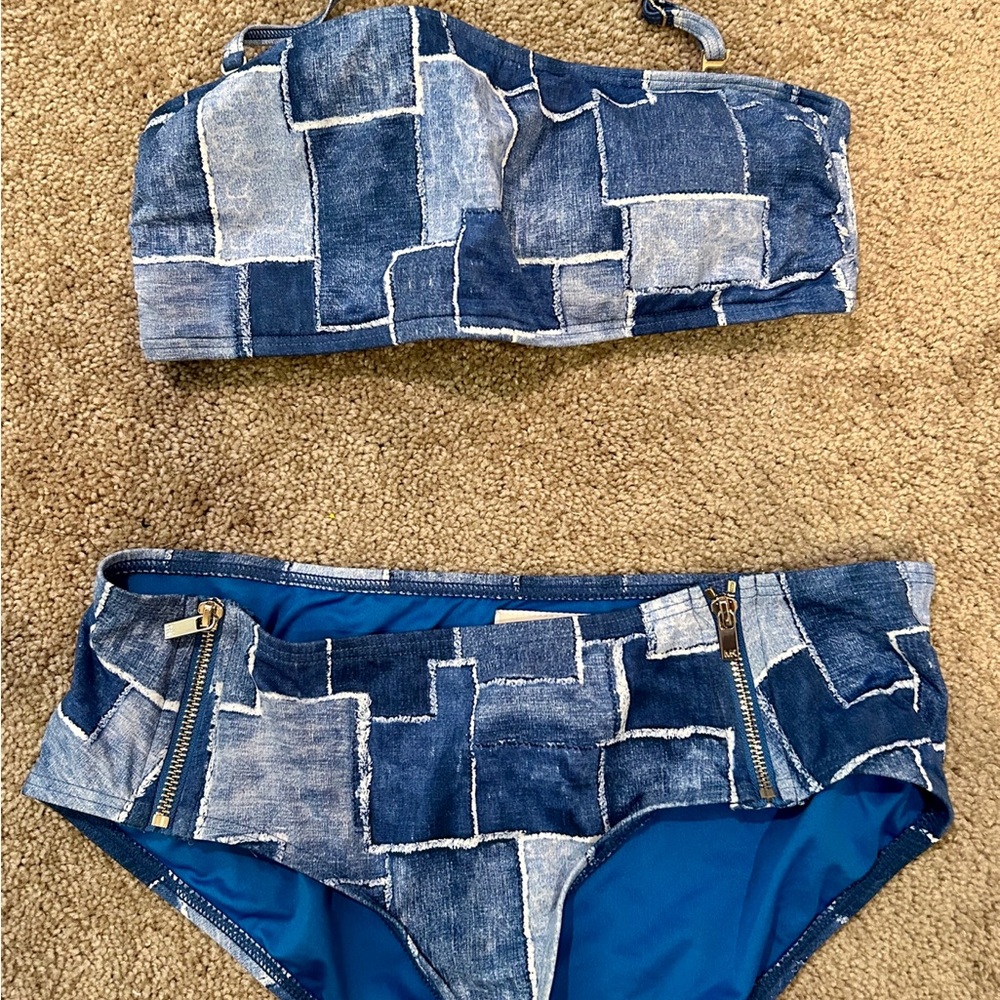 MICHAEL KORS SWIM SUIT BIKINI BLUE SWIMSUIT